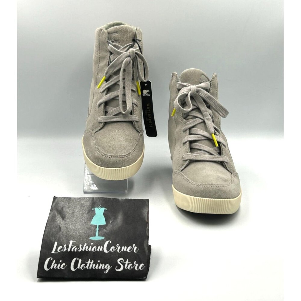 NWT Sorel Womens Dove Gray Suede Out N About Wedge Waterproof Bootie Sz 7.5 3215